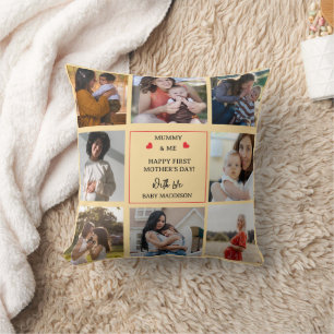 Cute 'Mummy & Me' Photo Collage 1st Mother's Day Throw Pillow