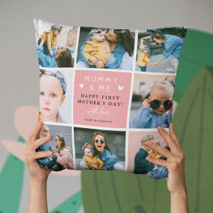 Cute 'Mummy & Me' Photo Collage 1st Mother's Day Throw Pillow