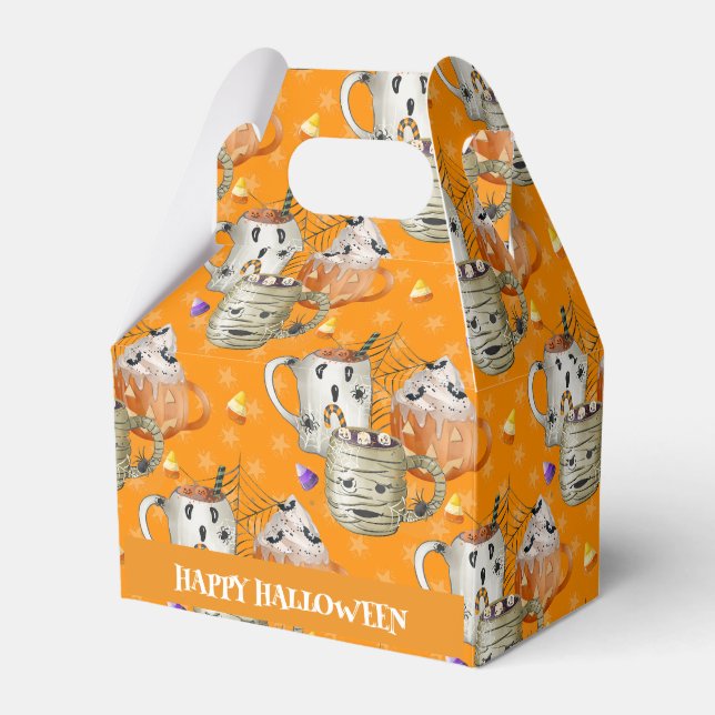 Cute Mummy Mug Halloween Favor Boxes (Front Side)