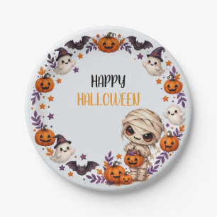 Cute Mummy Spooky Halloween Kids Party Paper Plates