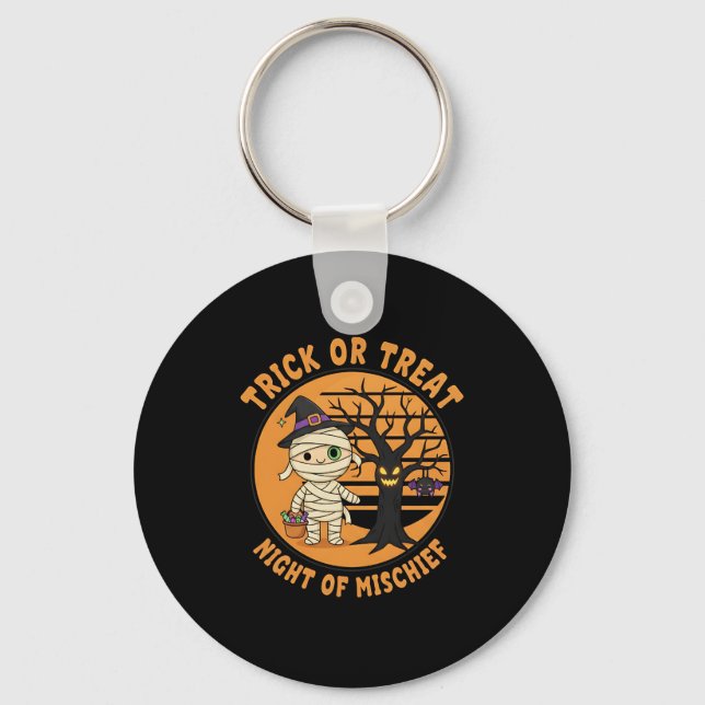 Cute Mummy Trick or Treat Keychain for Halloween (Front)