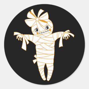 cute mummy voodoo doll halloween trick or treat classic round sticker