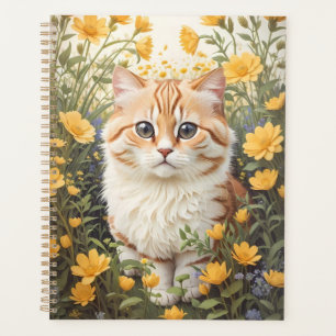 Cute Munchkin Cat And Buttercup Flowers Planner