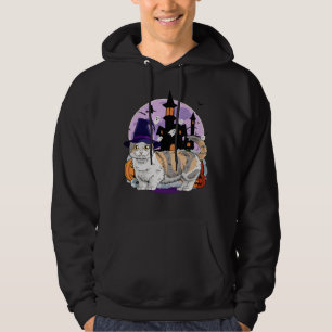 Cute Munchkin Cat Halloween Witch Pumpkin Hoodie