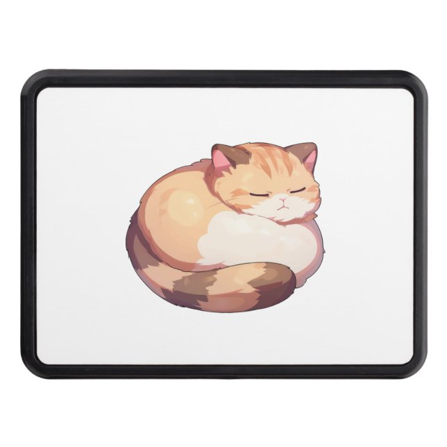 Cute Munchkin Cat Sleeping Classic T-Shirt Hitch Cover (Front)