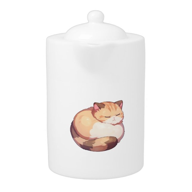 Cute Munchkin Cat Sleeping Classic T-Shirt Teapot (Front)