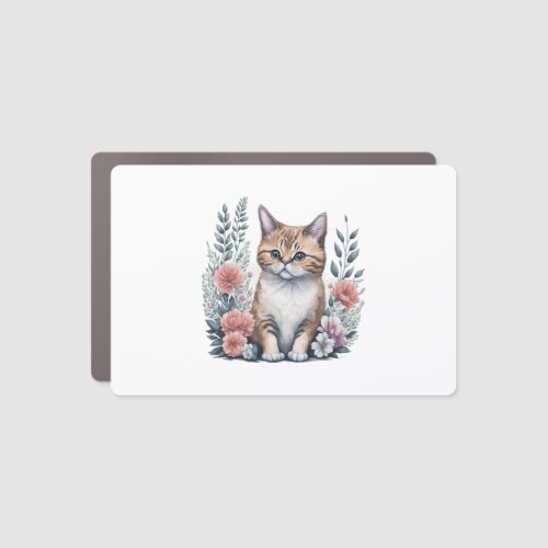 Cute Munchkin Cat with flowers Classic T_Shirt Car Magnet