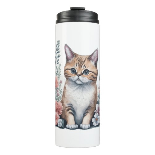 Cute Munchkin Cat with flowers Classic T_Shirt Thermal Tumbler