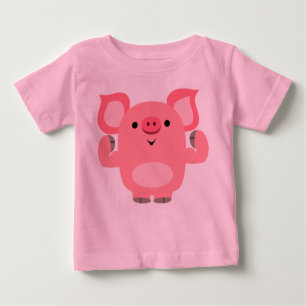 Cute Muscled Cartoon Pig Baby T-Shirt