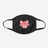 Cute Muscled Cartoon Pig Black Cotton Face Mask (Front)