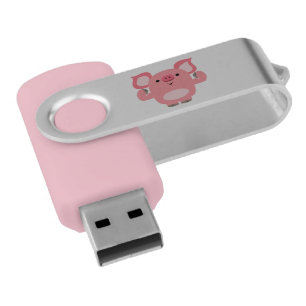 Cute Muscled Cartoon Pig Swivel USB Flash Drive