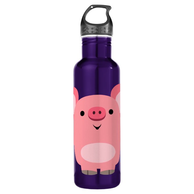 Cute Muscled Cartoon Pig Water Bottle (Front)