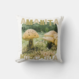 Cute mushroom, Amanita muscaria, Forest Throw Pillow
