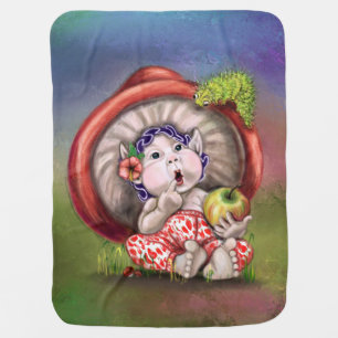 Cute Mushroom and Caterpillar Funny Baby Blanket
