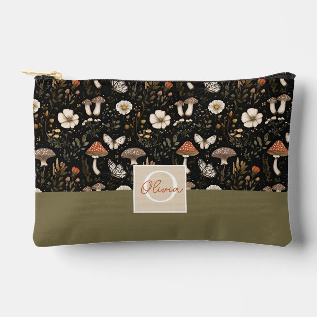 Cute Mushroom and Flowers Fall Pattern  Accessory Pouch (Front)