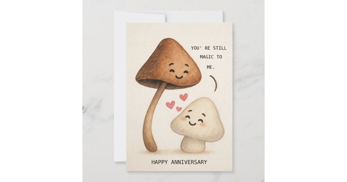 Cute mushroom anniversary card | Zazzle