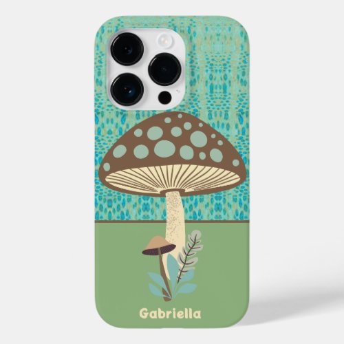 Cute mushroom art personalized with name Case_Mate iPhone 14 pro case