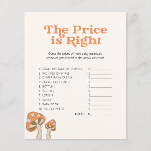 Cute Mushroom Baby Shower - Game - Guess The Price