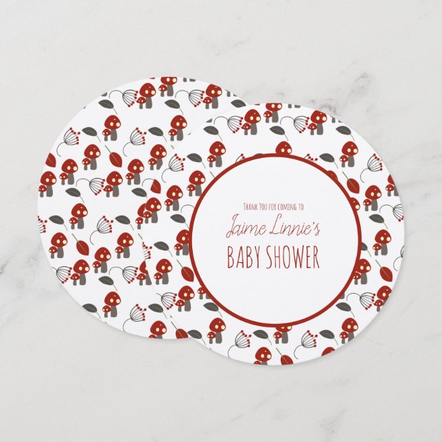 Cute Mushroom  Baby Shower Garden Forest Thank You (Front/Back)