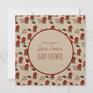 Cute Mushroom  Baby Shower Garden Forest Thank You Card