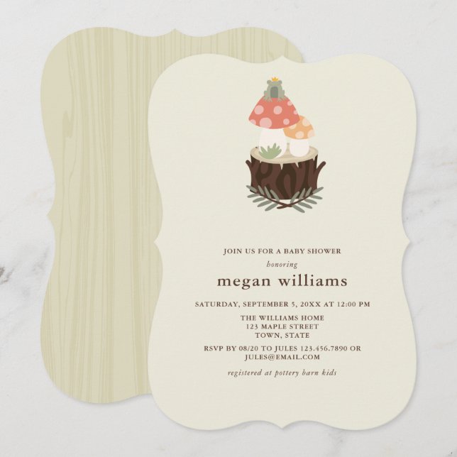 Cute Mushroom Baby Shower Invitation (Front/Back)