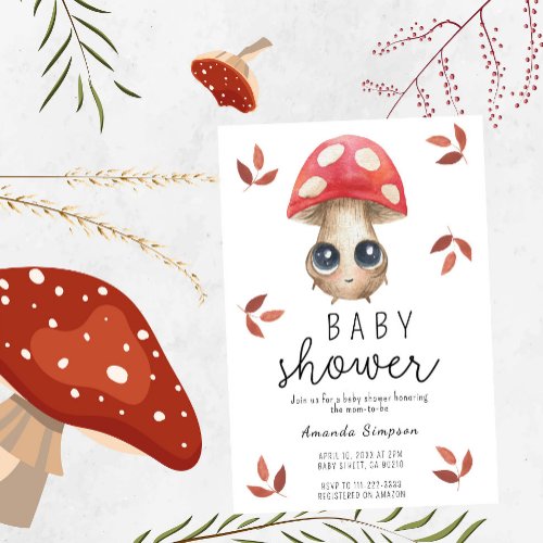 Cute mushroom Baby Shower Invitation