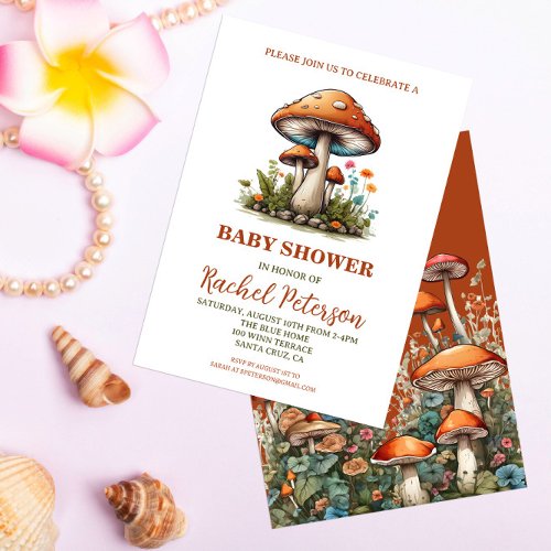 Cute Mushroom Baby Shower Invitation