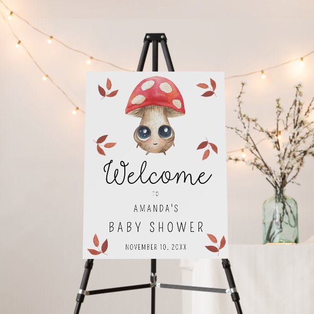 Cute mushroom - Baby Shower Welcome Sign (In Situ (Stand))