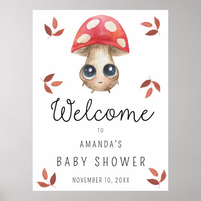 Cute mushroom - Baby Shower Welcome Sign (Front)