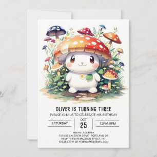 Cute Mushroom Birthday Invitation