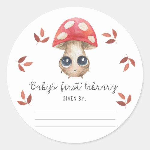 Cute mushroom _ bookplate books for baby classic round sticker