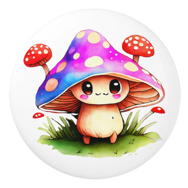 Cute Mushroom Ceramic Knob (Front)