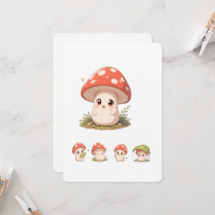 Cute Mushroom Character Greeting Card – Kawaii Cot