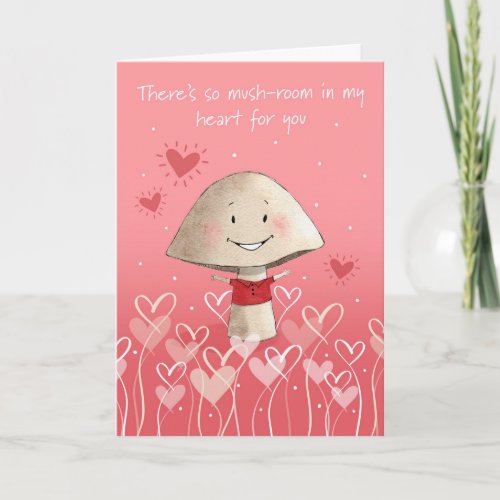 Cute Mushroom Character Valentines Day Holiday Card