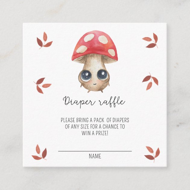 Cute mushroom - diaper raffle ticket enclosure card