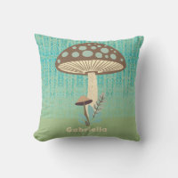 Cute mushroom double sided name Throw Pillow