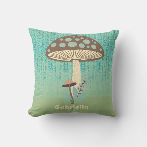 Cute mushroom double sided name Throw Pillow