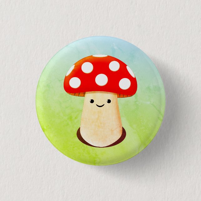 Cute Mushroom Drawing Button (Front)