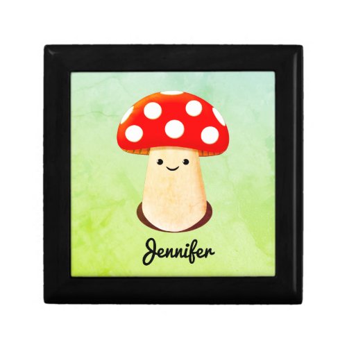 Cute Mushroom Drawing Custom Name Gift Box