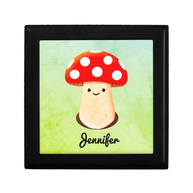 Cute Mushroom Drawing Custom Name Gift Box (Front)