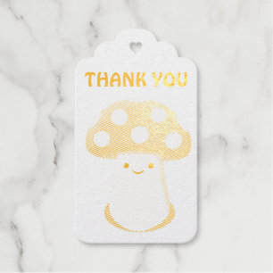 Cute Mushroom Drawing Foil Gift Tags