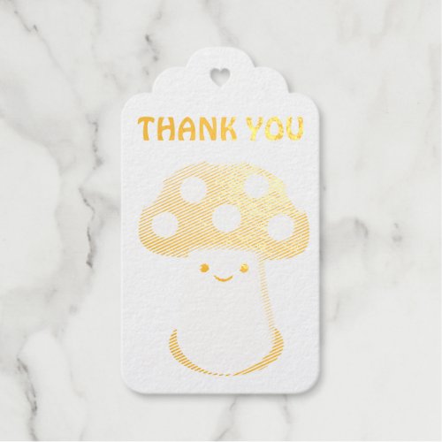 Cute Mushroom Drawing Foil Gift Tags