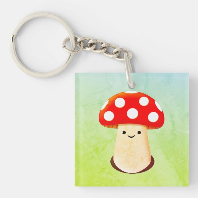 Cute Mushroom Drawing Keychain (Front)