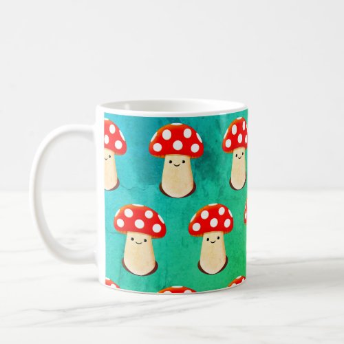 Cute Mushroom Drawing Pattern Coffee Mug