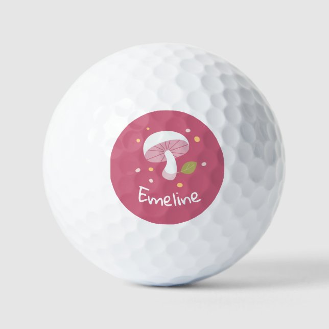 Cute Mushroom | Emma B. | Personalize |  Golf Balls (Front)