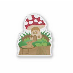 Cute Mushroom Fairy House Cottagecore Vinyl Sticker