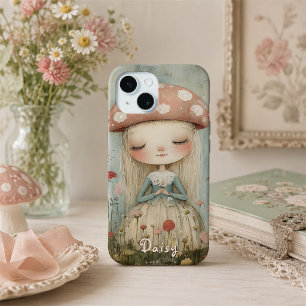 Cute Mushroom Fairy in a Flower Meadow Custom iPhone 15 Case