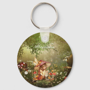 Cute Mushroom Fairy in the Forest Keychain
