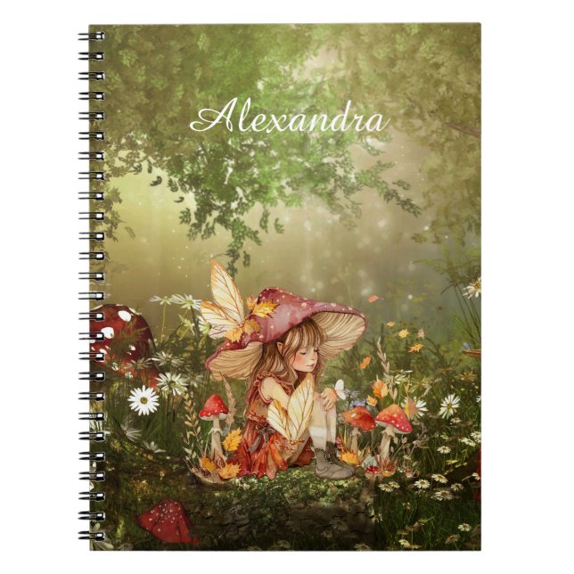 Cute Mushroom Fairy in the Forest Notebook (Front)