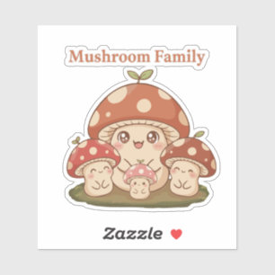 Cute Mushroom Family Kawaii Cottagecore Sticker